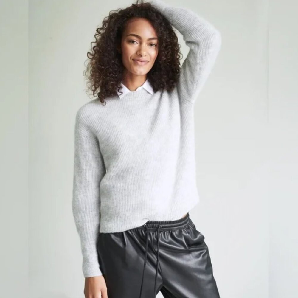 Quince Grey Baby Alpaca & Wool Blend Crewneck Sweater